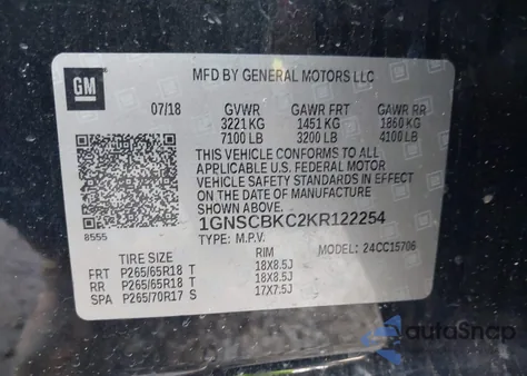 2019 Chevrolet Tahoe Lt z USA, uszkodzony, nr VIN 1GNSCBKC2KR122254